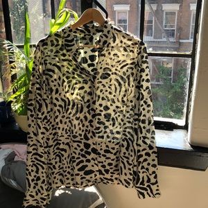 Reformation Leopard Print Blouse, Small